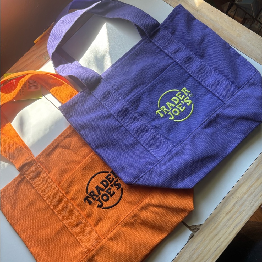 Trader Joe's Purple and Orange Tote Bags
